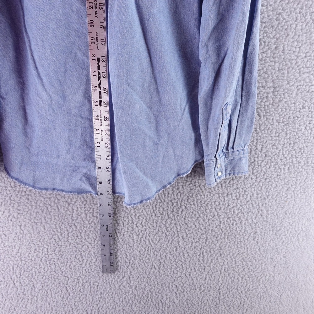 VTG Wrangler Western Shirt Mens XXL Blue Denim Pearl Snap Long Sleeve BW1251B - Picture 4 of 7